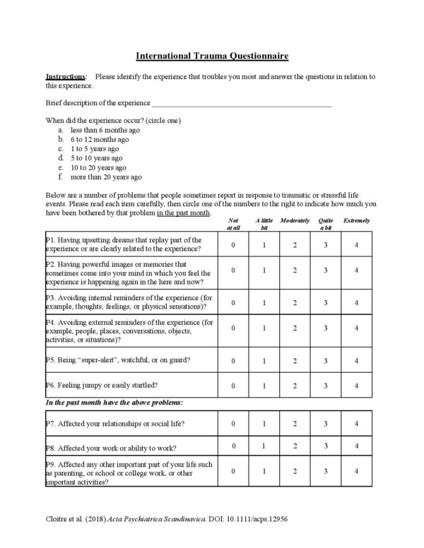 The International Trauma Questionnaire – Sarah Graham